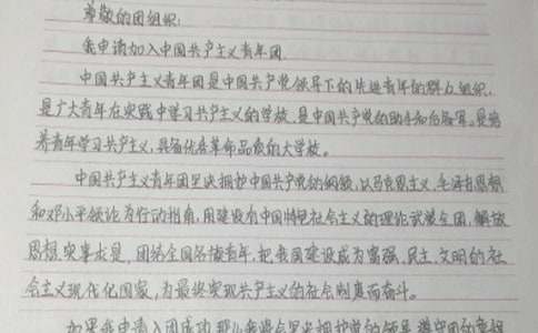 初一入团申请书